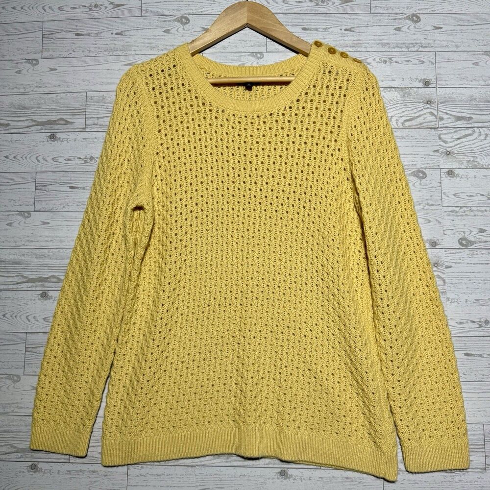 Talbots Yellow Knit Lambswool Blend Crewneck Pull Over Sweater Women's Size M